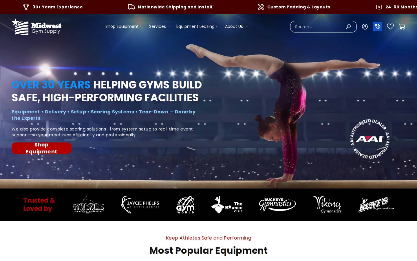 midwestgymsupply.com homepage screenshot