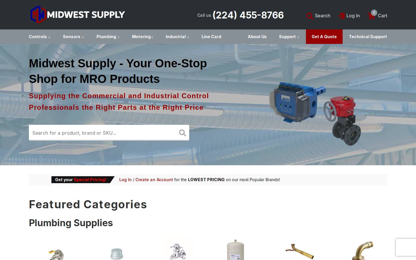 Midwest Supply homepage screenshot
