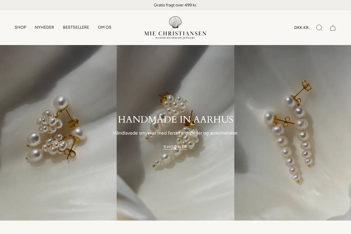 Mie Christiansen Jewelry homepage screenshot