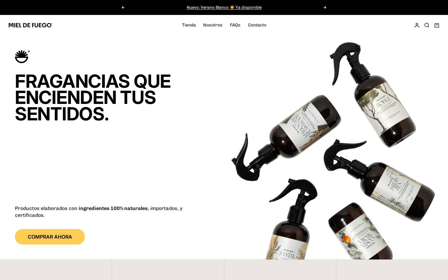 mieldefuego.com homepage screenshot