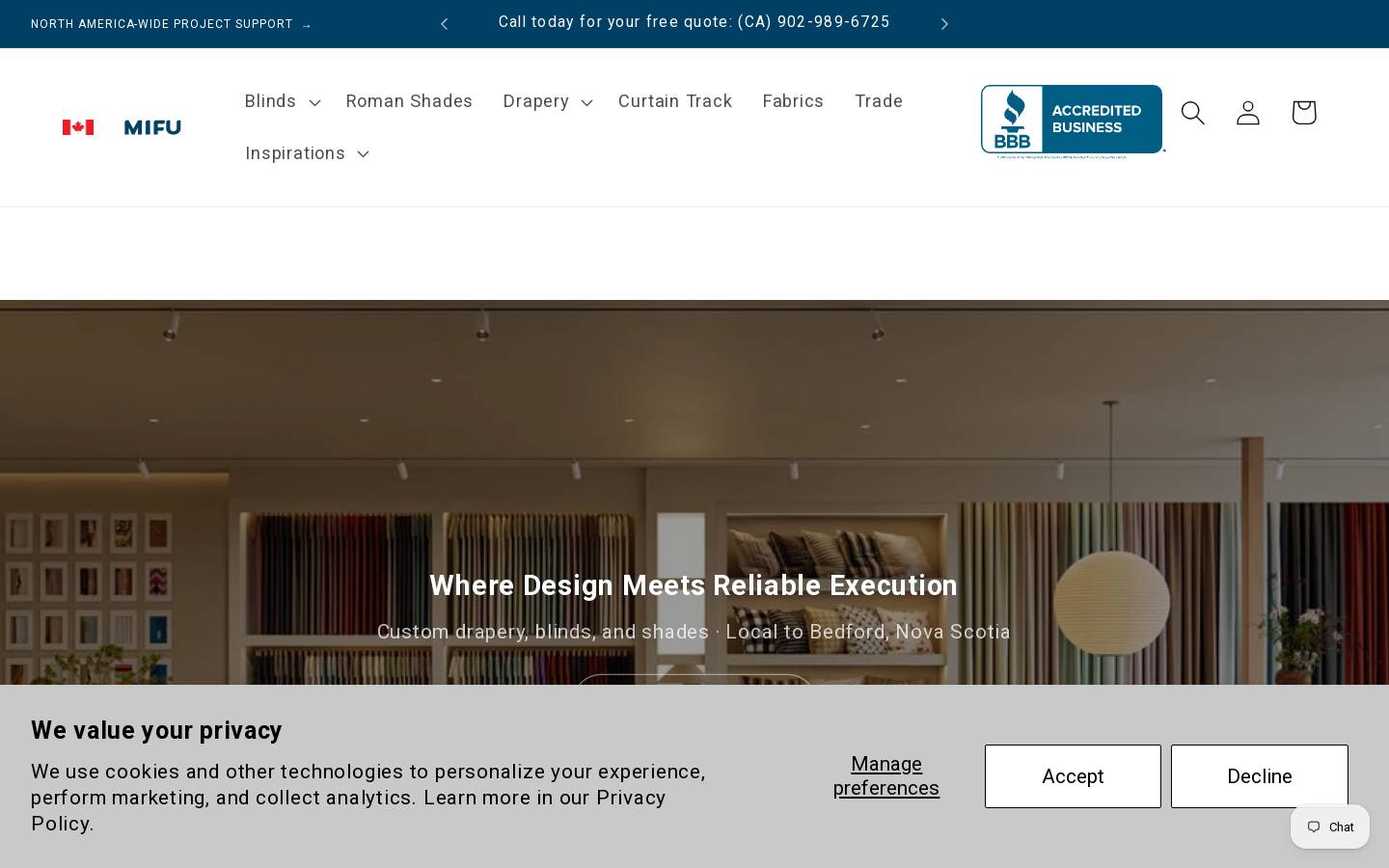 mifudecor.ca homepage screenshot