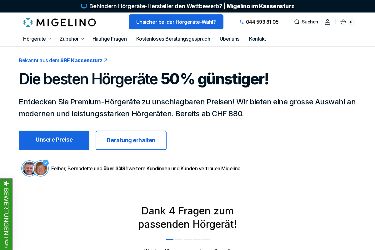 Migelino homepage screenshot