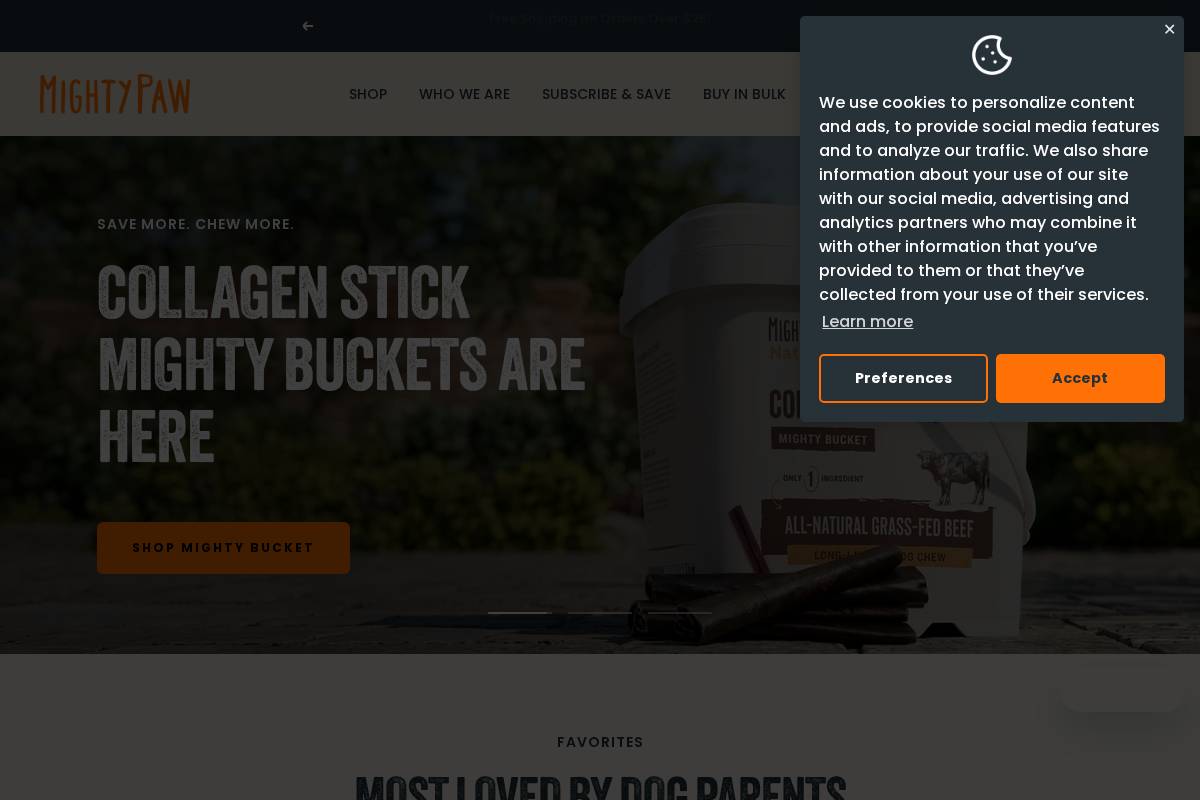 mightypaw.com homepage screenshot
