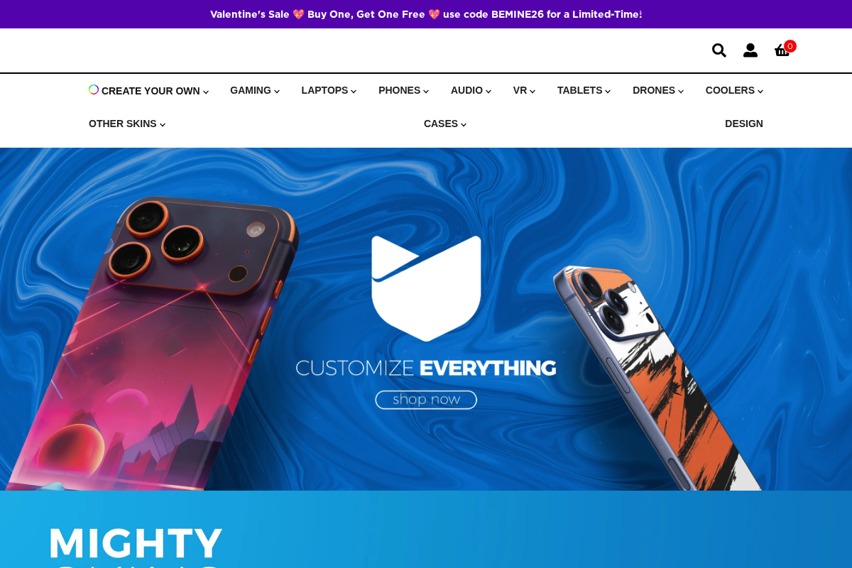 MightySkins homepage screenshot