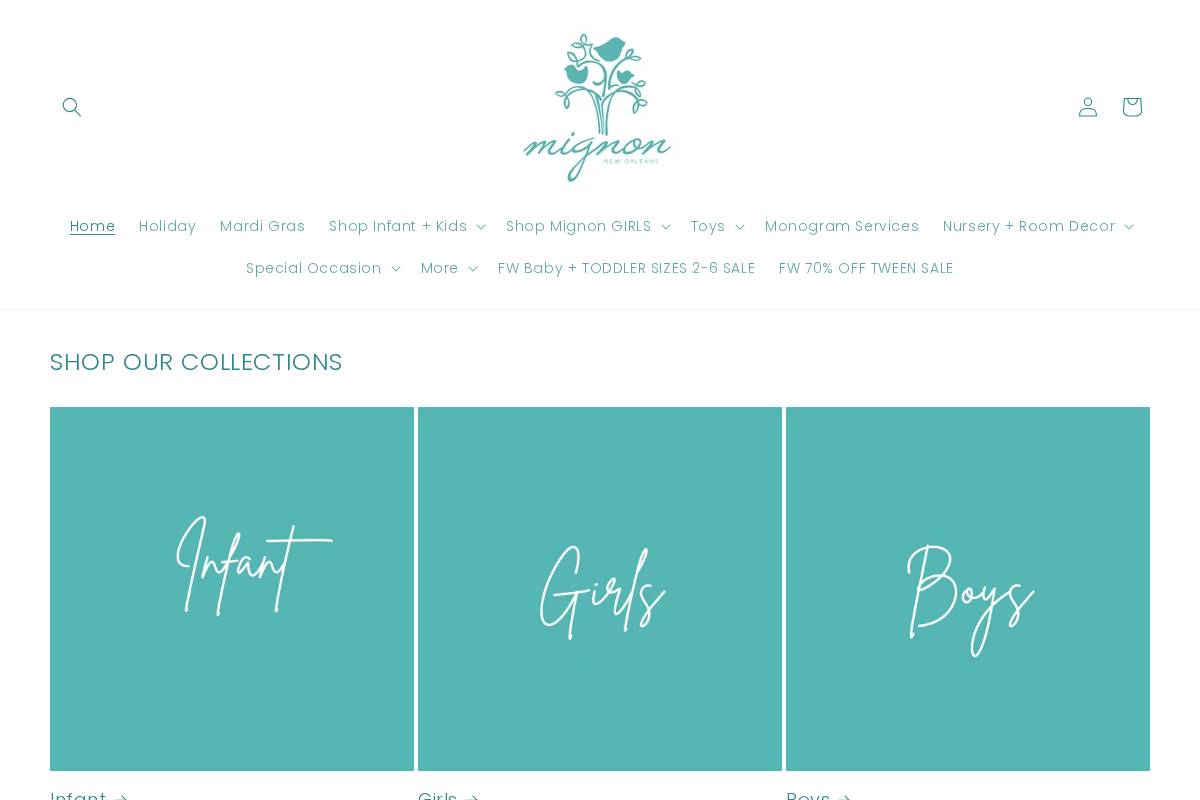 mignonnola.com homepage screenshot
