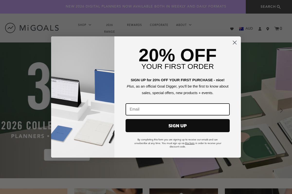 Mi Goals homepage screenshot
