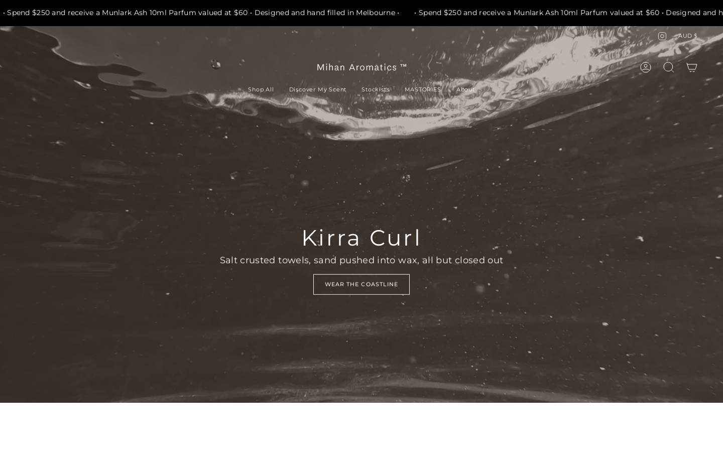 mihanaromatics.com homepage screenshot