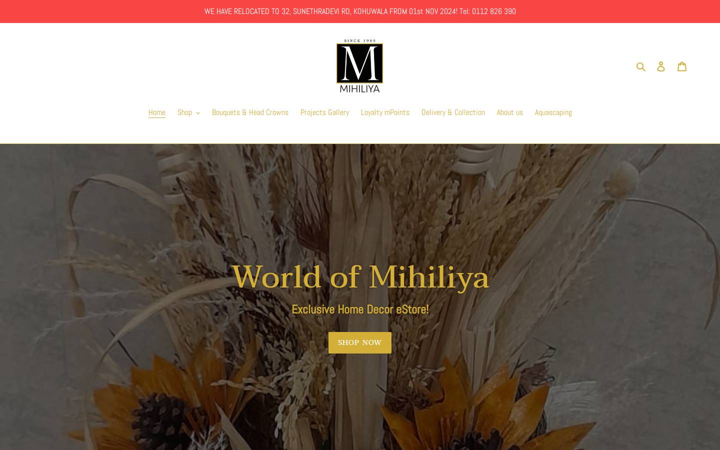 mihiliya.com homepage screenshot