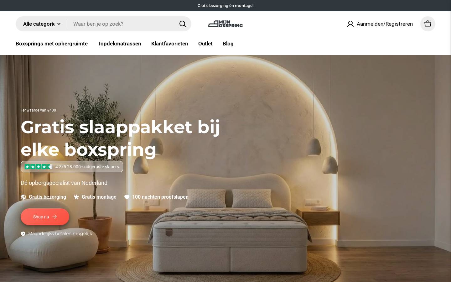 Mijnboxspring homepage screenshot