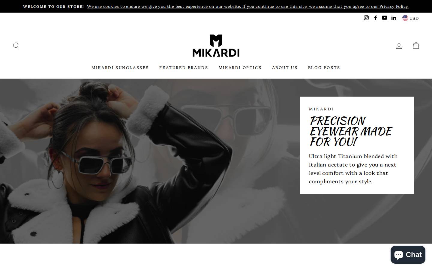 mikardieyewear.com homepage screenshot