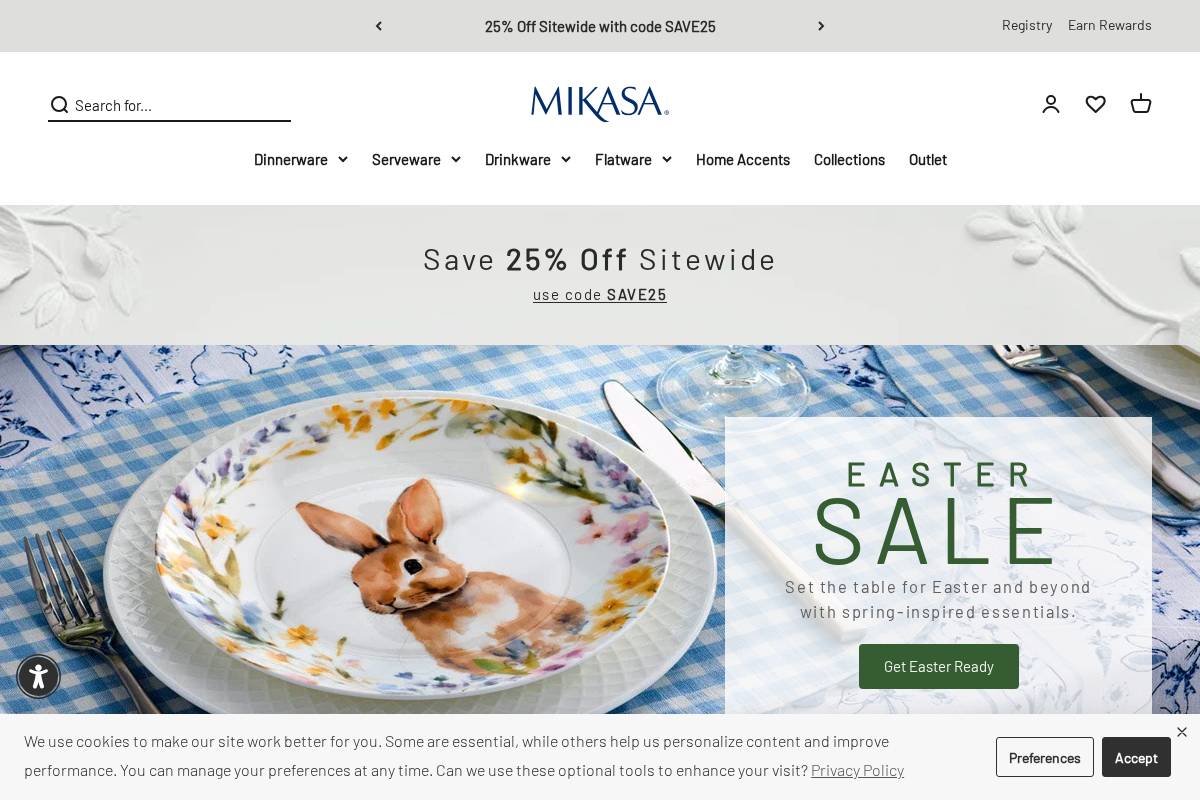 Mikasa homepage screenshot