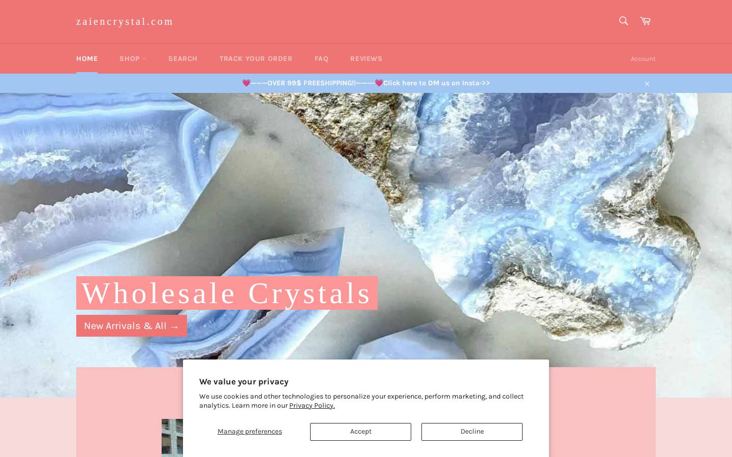 mikecrystals.com homepage screenshot