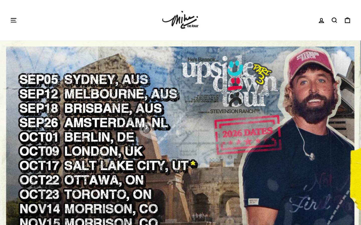 mikeontour.com homepage screenshot