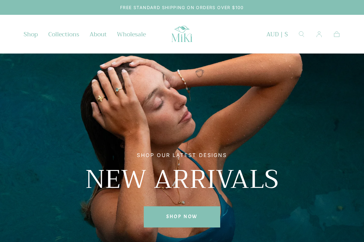 mikijewellery.com.au homepage screenshot