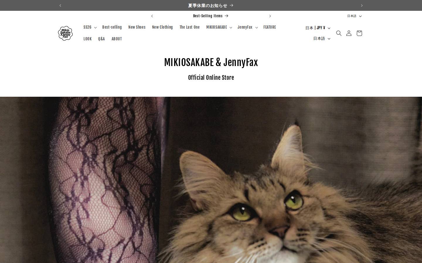 mikiosakabejennyfax.store homepage screenshot