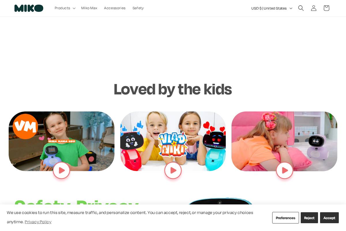 Miko Robot USA homepage screenshot