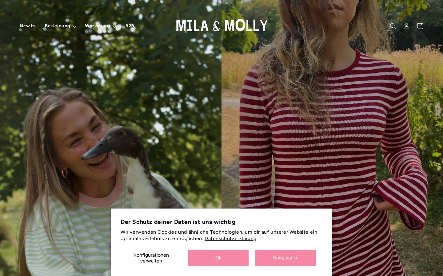 Mila & Molly homepage screenshot