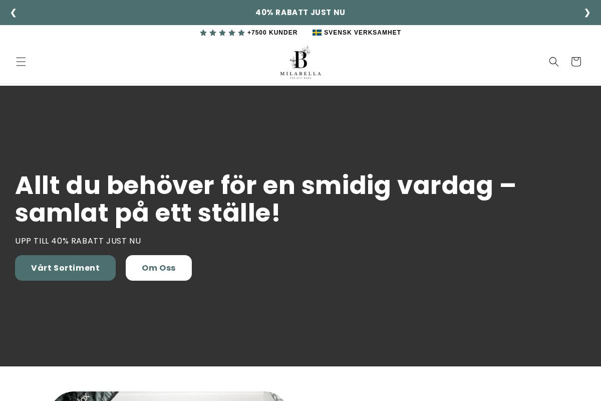 Milabella homepage screenshot