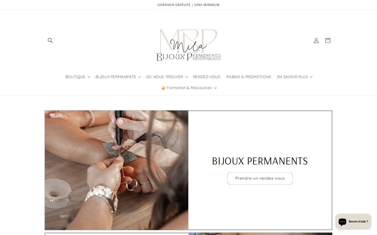 milabijouxpermanents.ca homepage screenshot