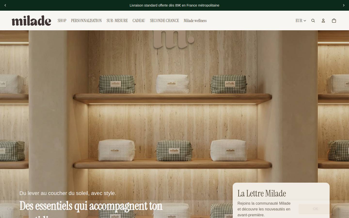 miladeboutique.com homepage screenshot