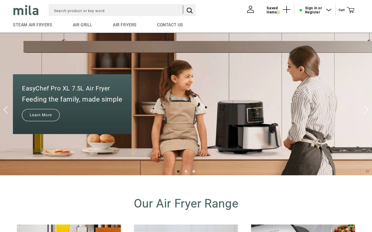 milahome.com.au homepage screenshot