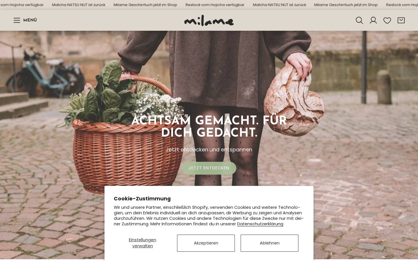milame.de homepage screenshot
