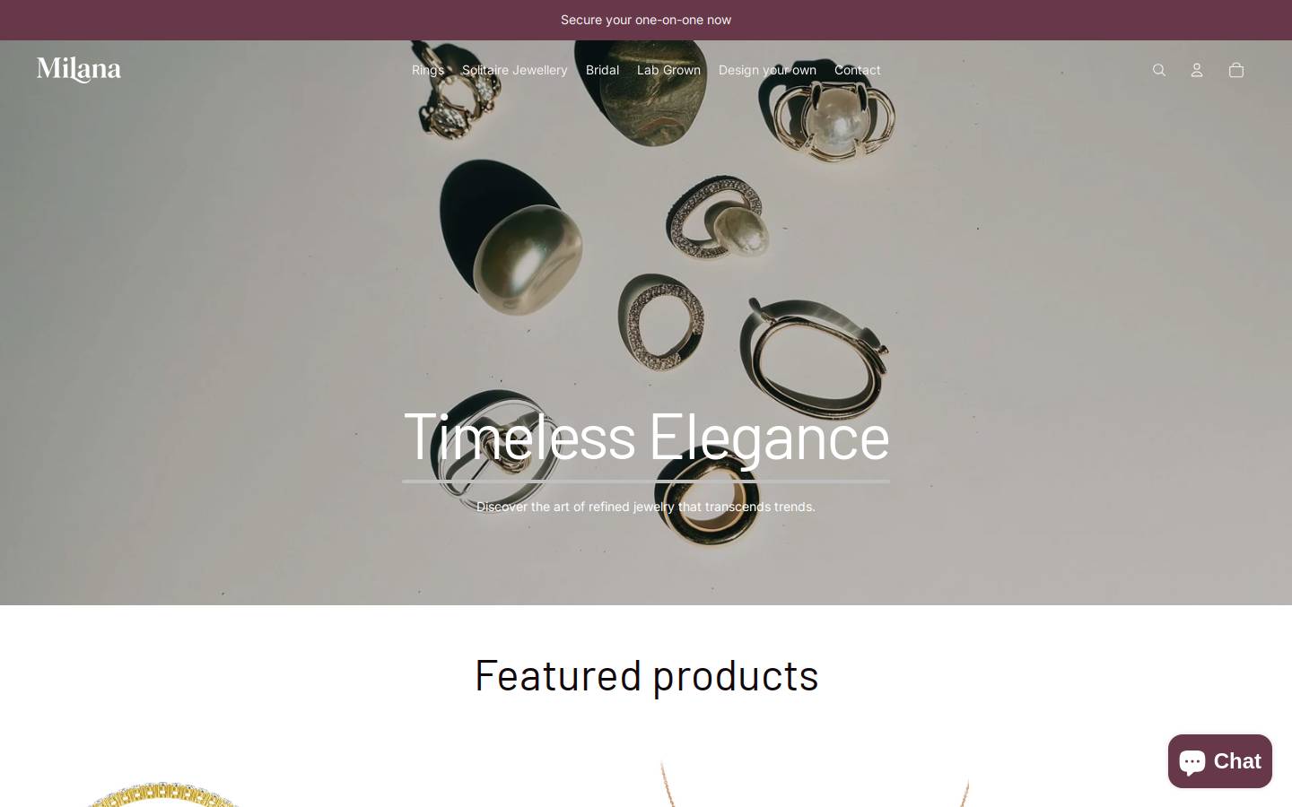 milanajewels.com homepage screenshot