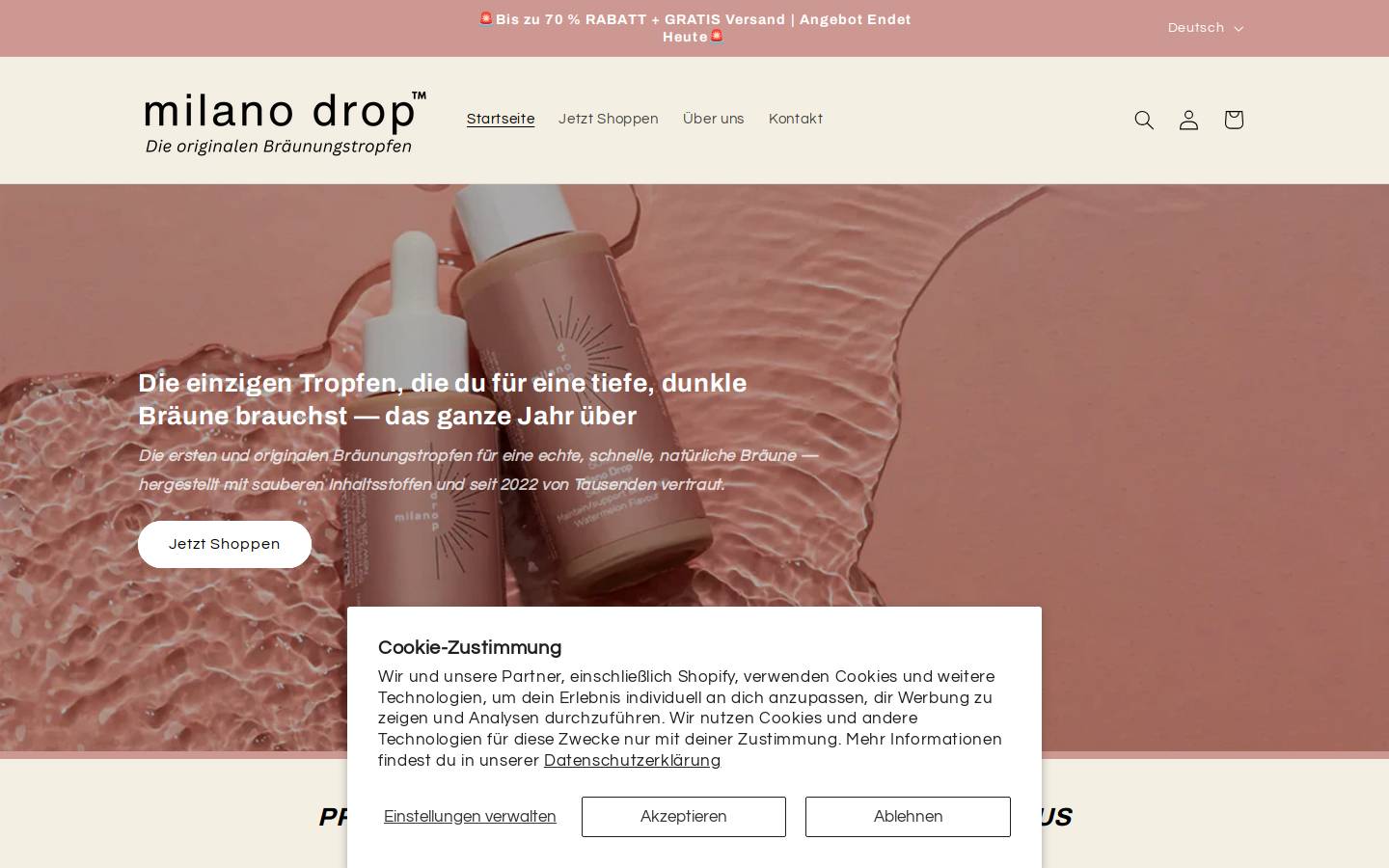 Milanodrop homepage screenshot