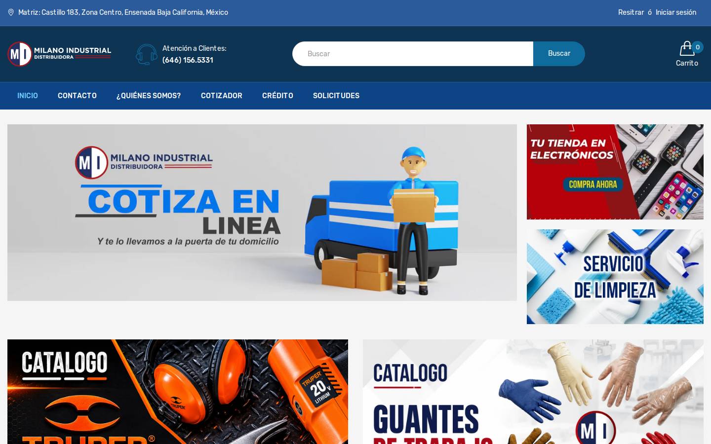 milanoindustrial.com homepage screenshot