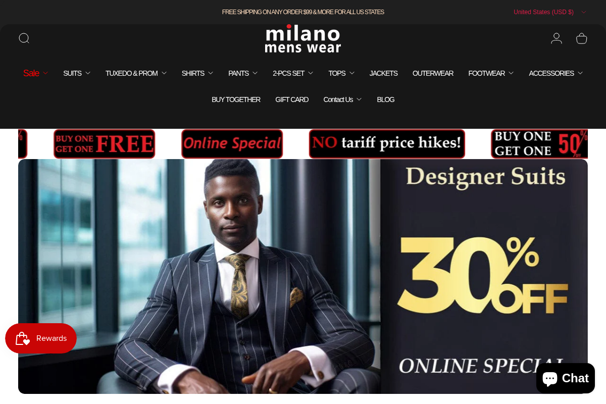 MilanoMensWear homepage screenshot
