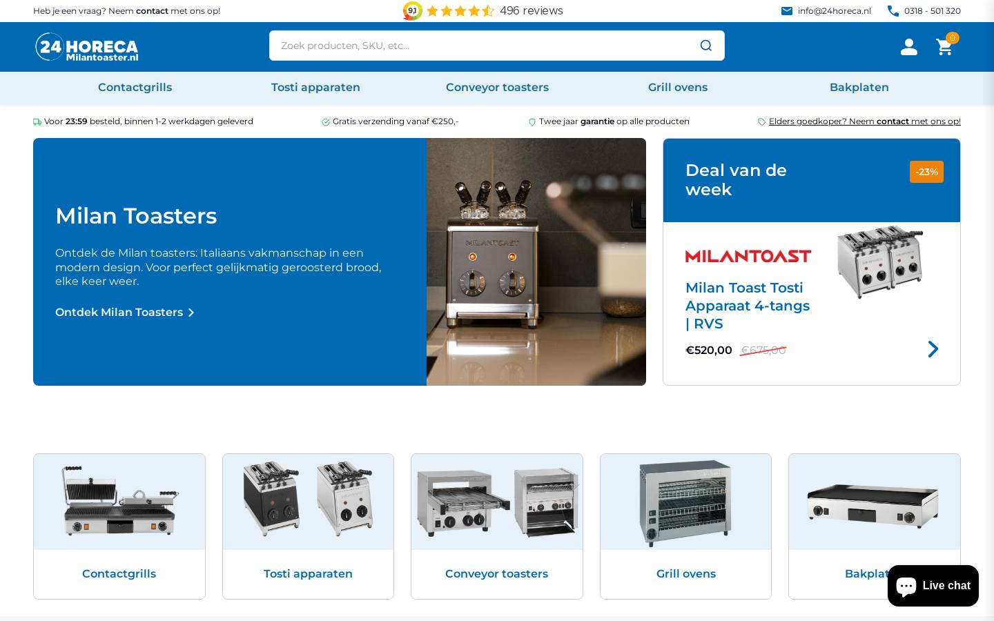 milantoaster.nl homepage screenshot