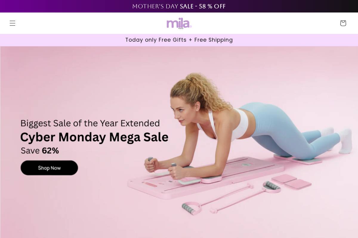 milapilates.com homepage screenshot