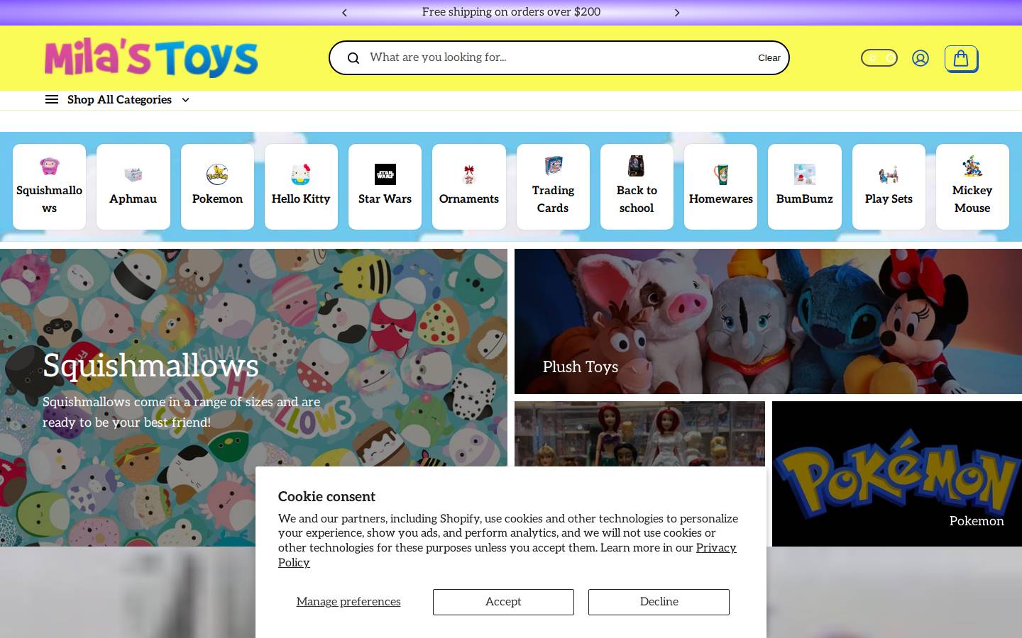Milastoys homepage screenshot