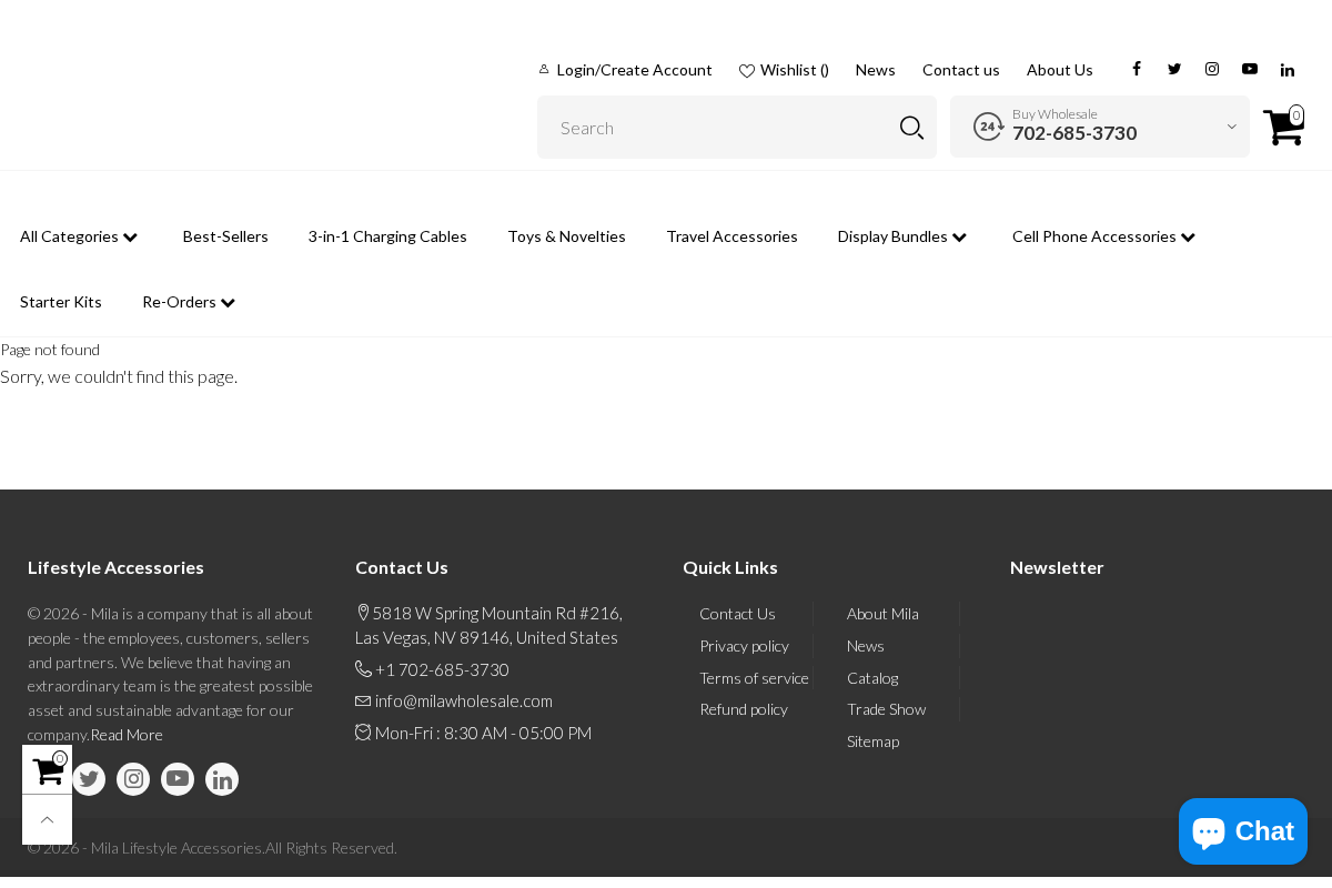 Mila Lifestyle Accessories homepage screenshot