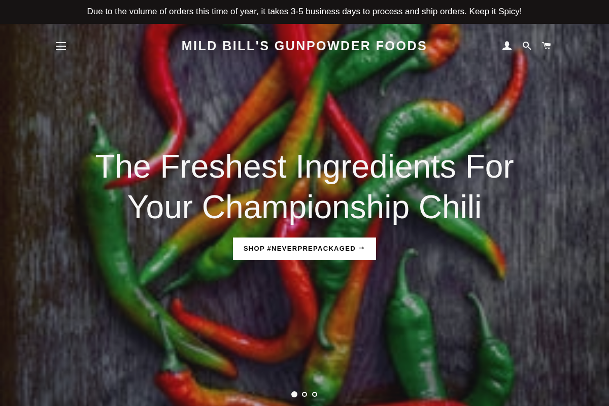Mildbillsspices homepage screenshot