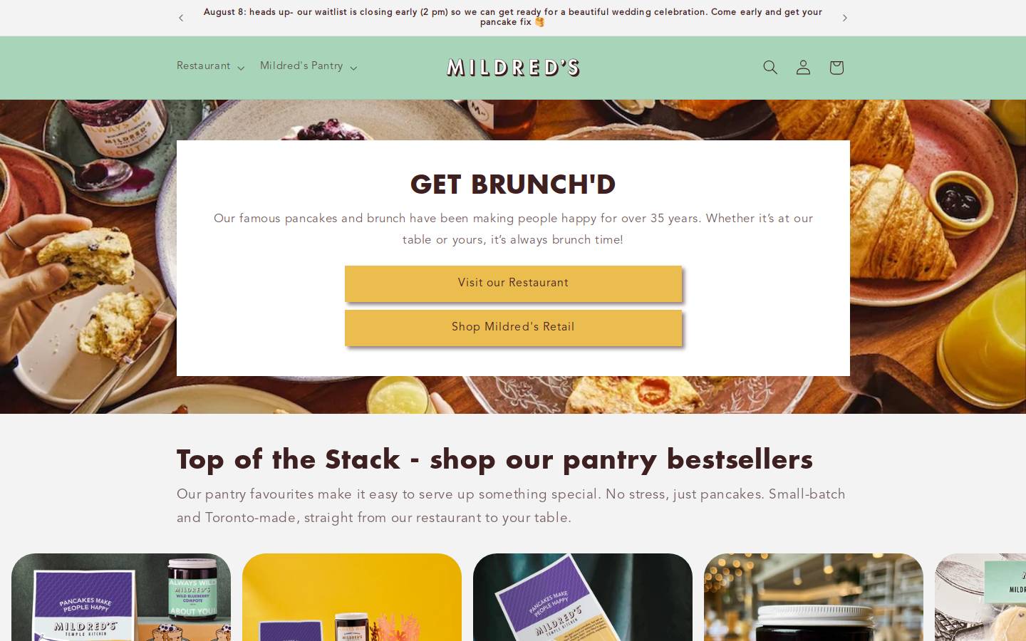Mildreds homepage screenshot