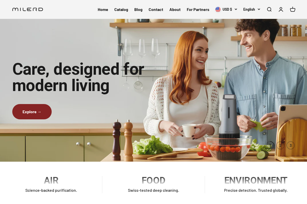 Milerd homepage screenshot