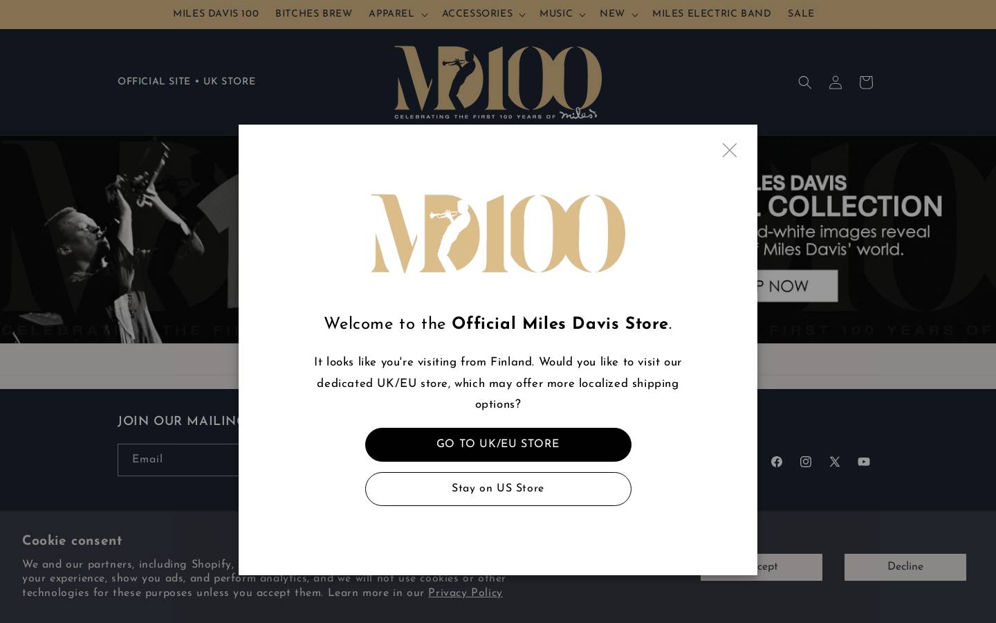 milesdavisstore.com homepage screenshot