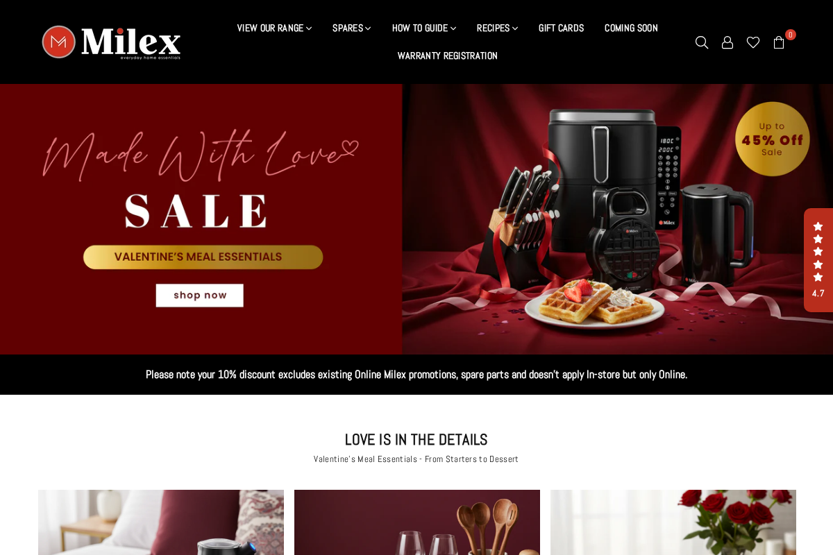 Milex South Africa homepage screenshot