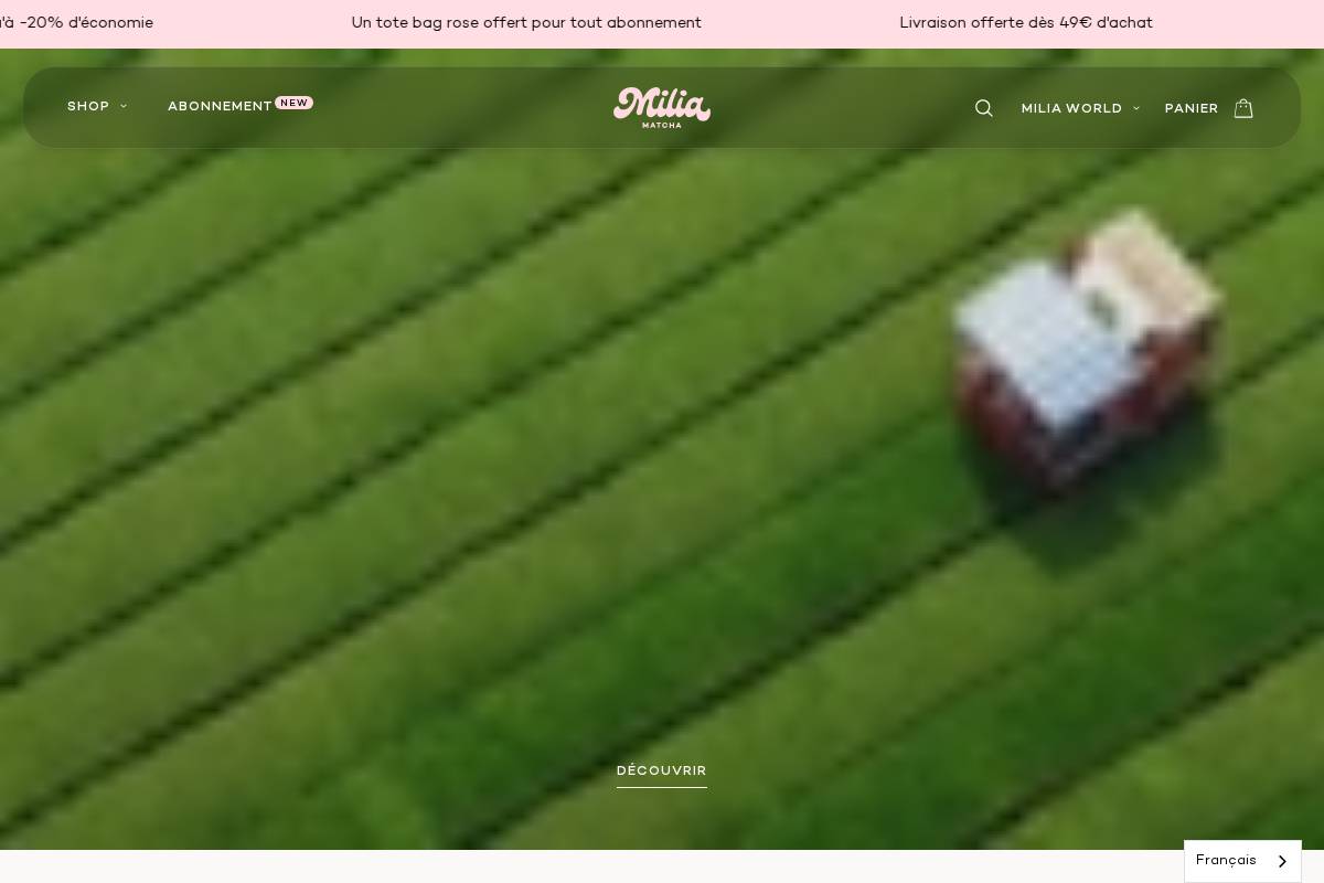 Milia Matcha homepage screenshot