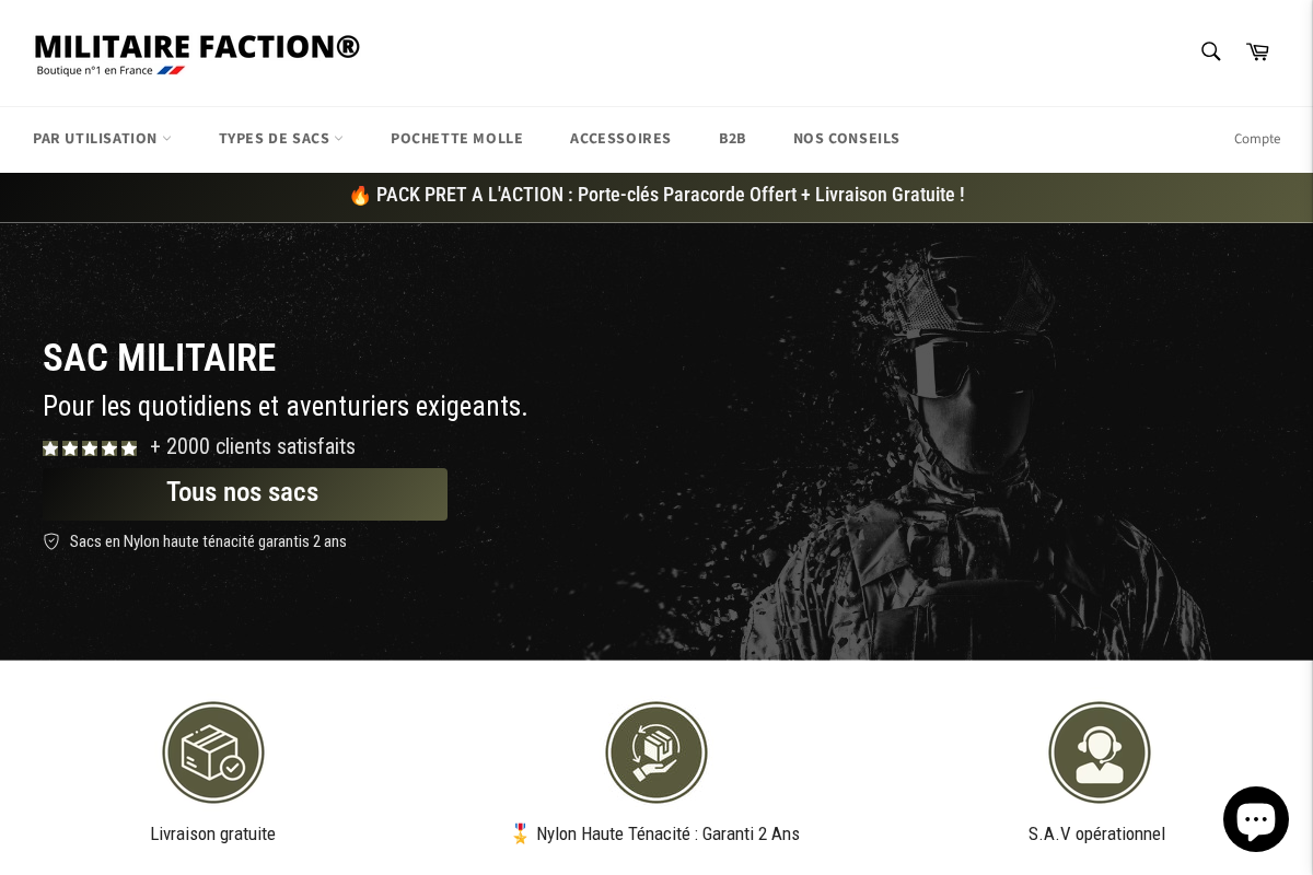 Militairefaction homepage screenshot