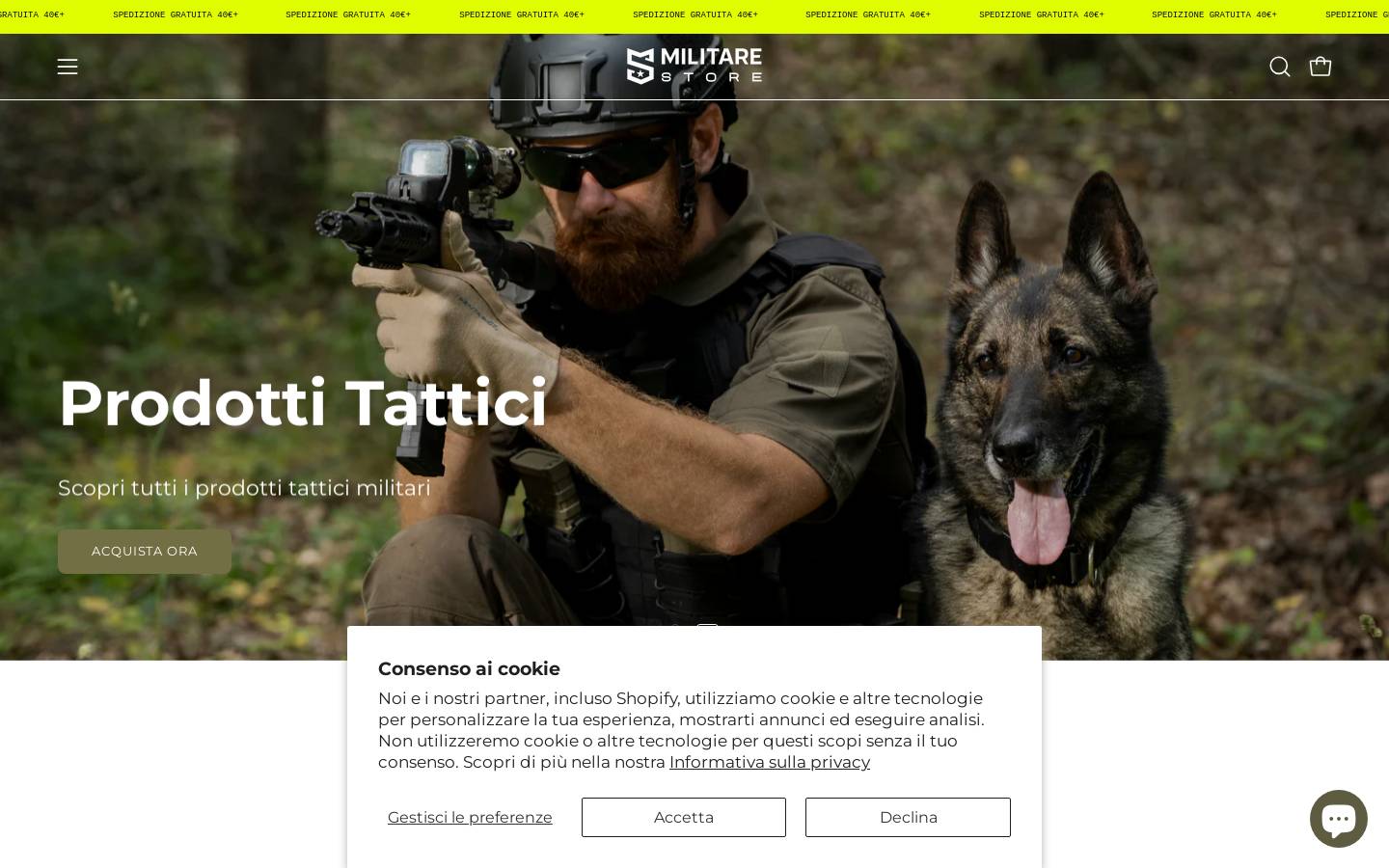 Militarestore homepage screenshot