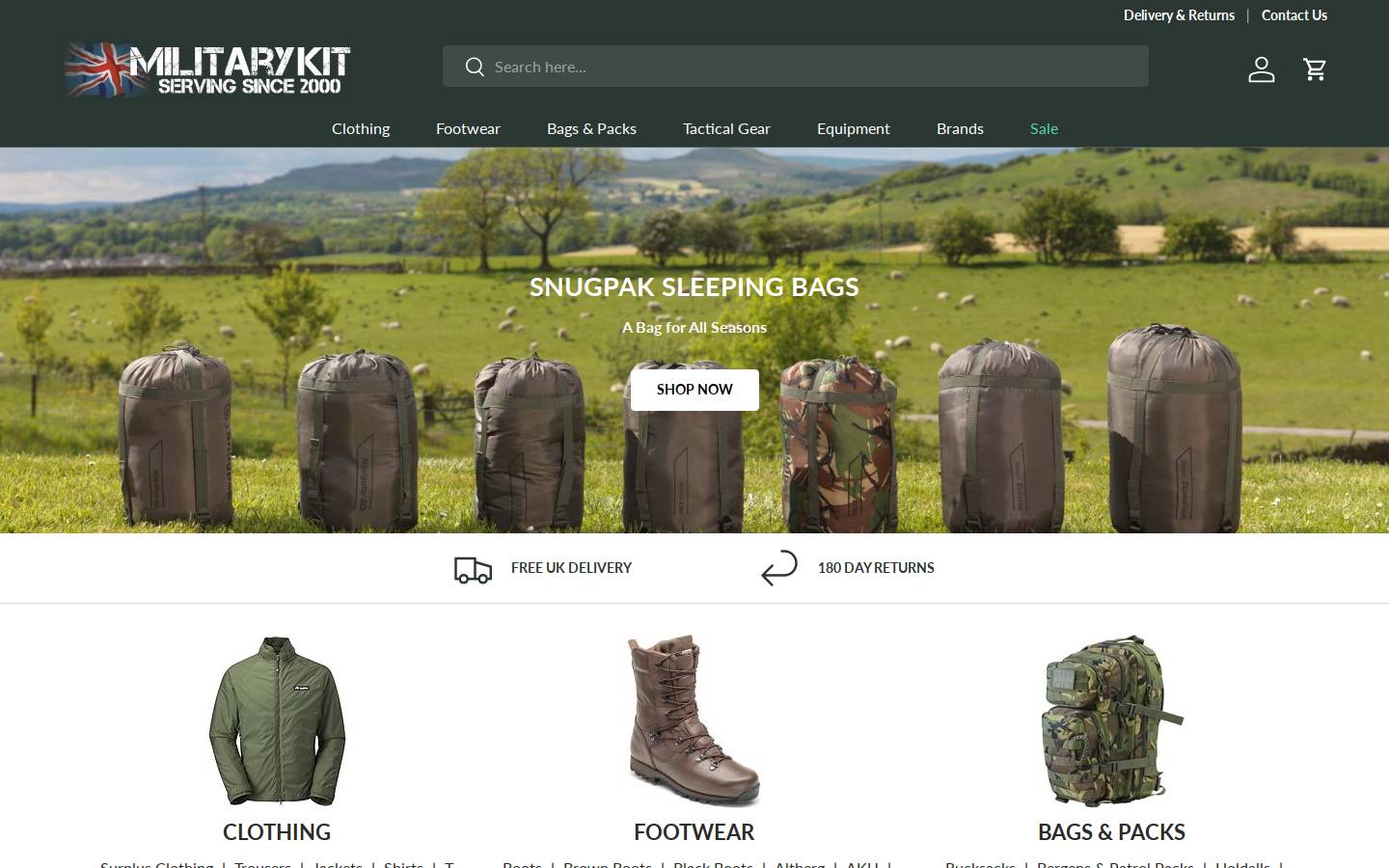 Military Kit homepage screenshot