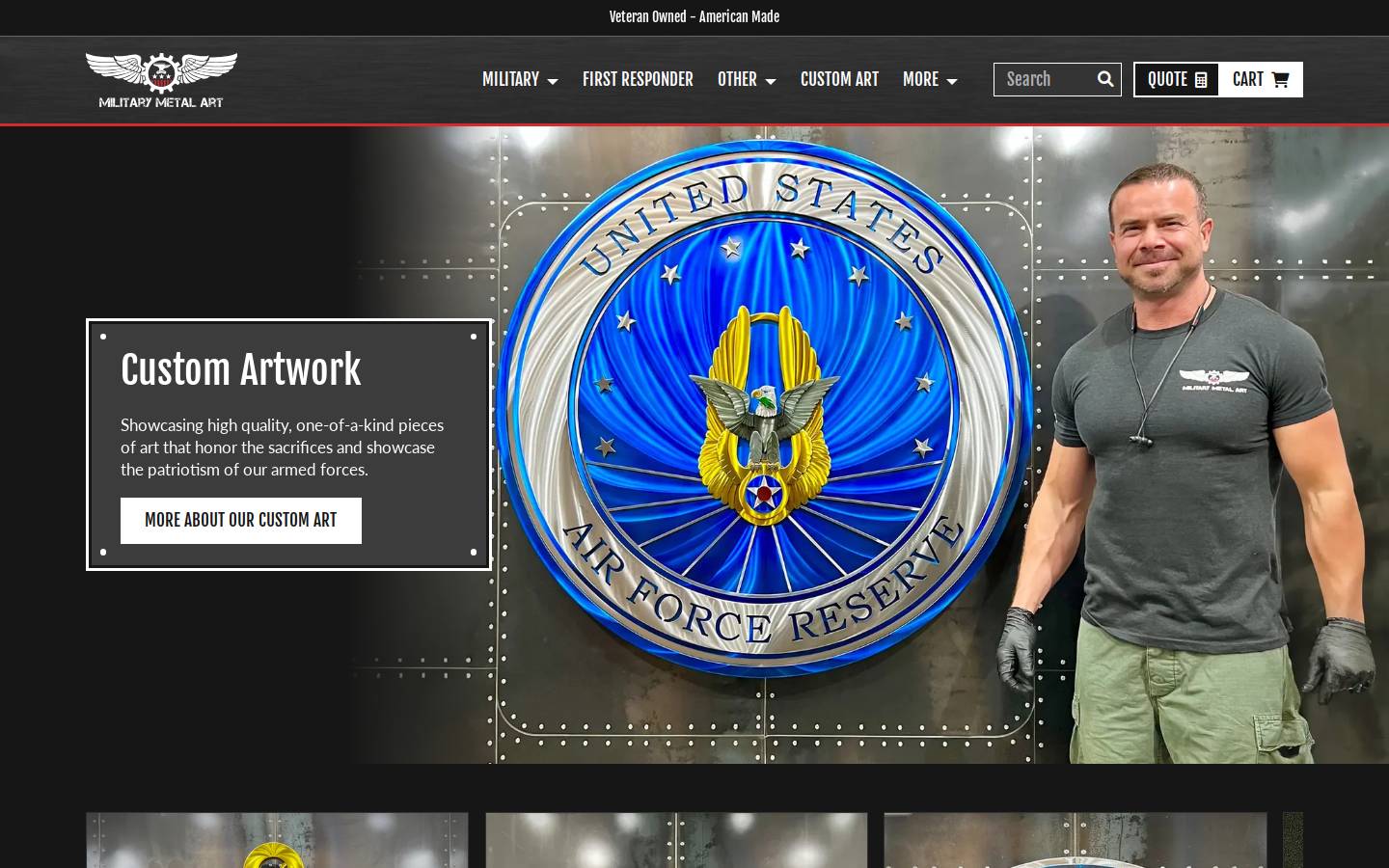 militarymetalart.com homepage screenshot