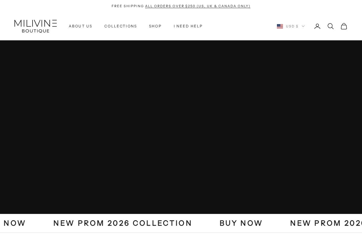 Milivineboutique homepage screenshot