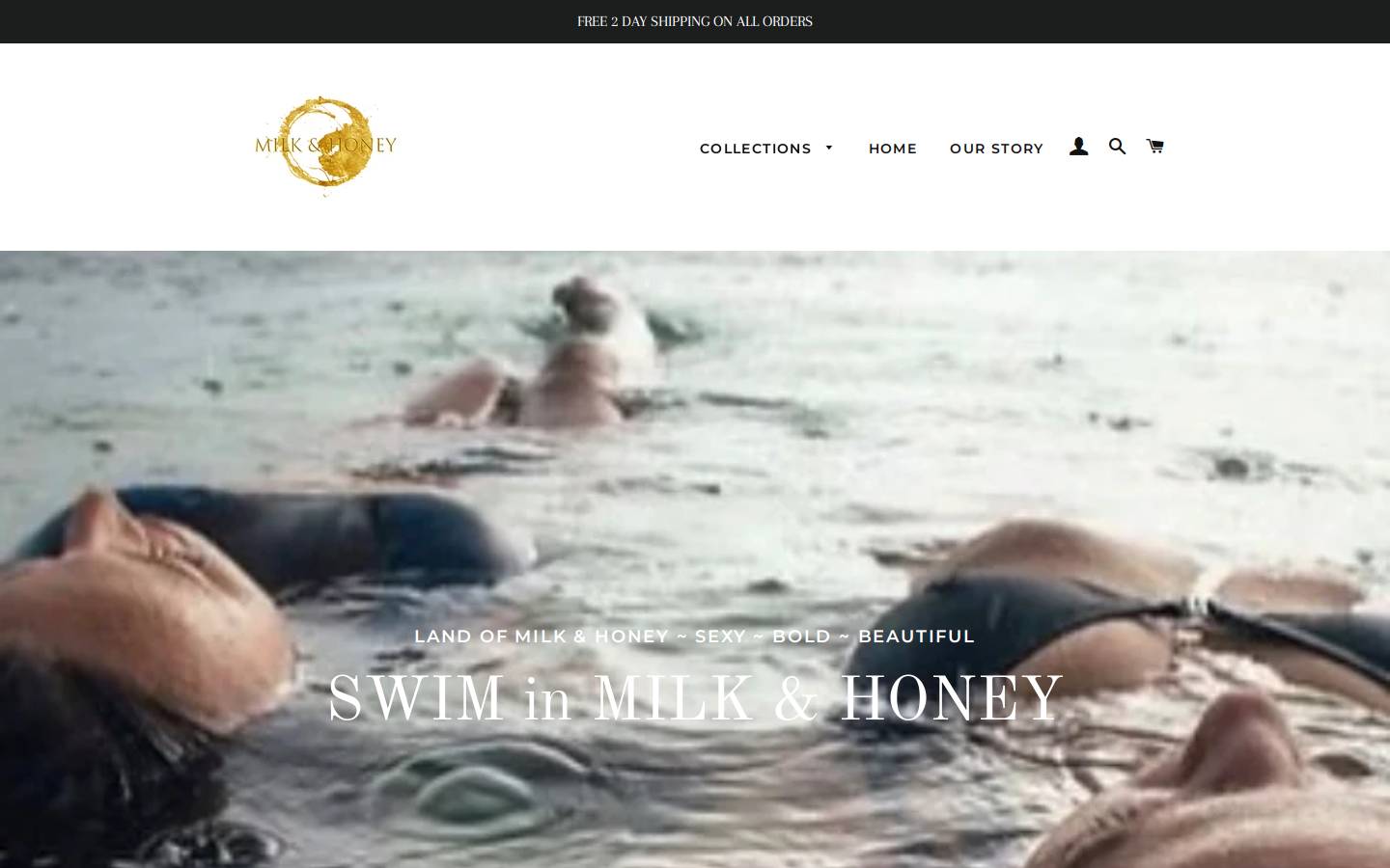 milkandhoneyswim.com homepage screenshot