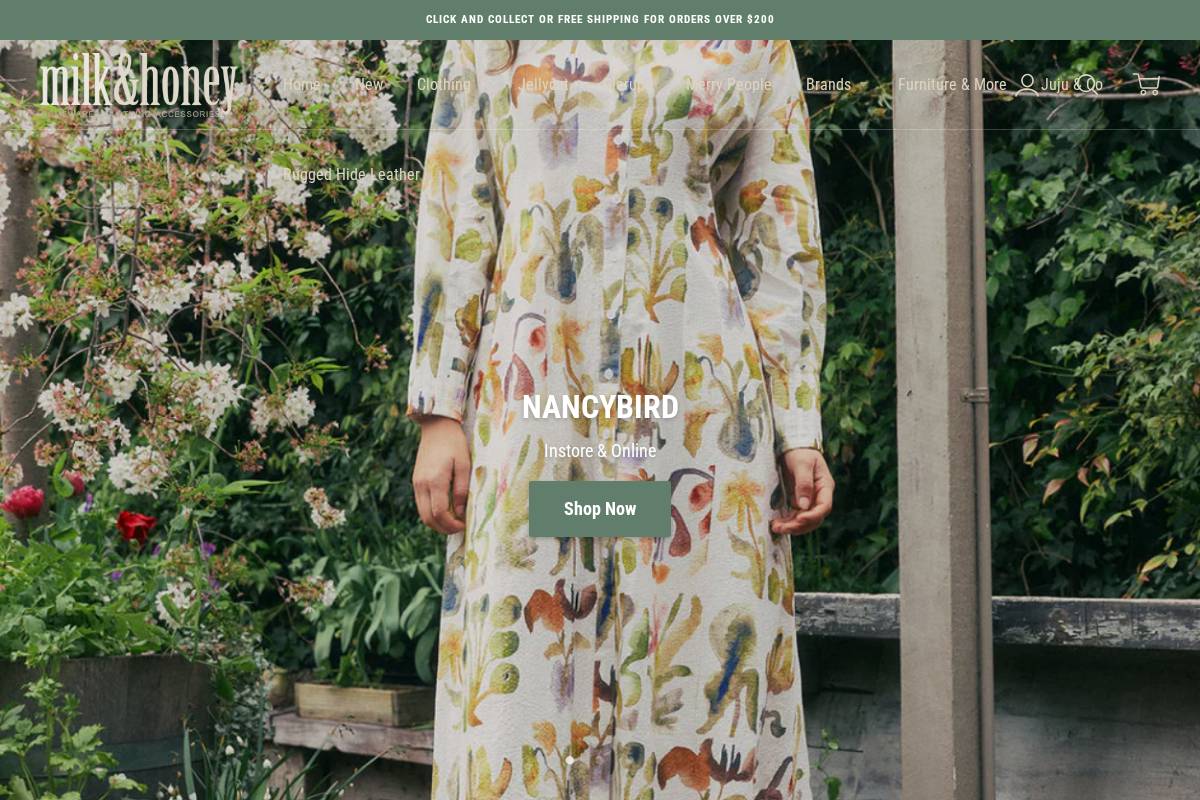 milkandhoneytimboon.com homepage screenshot