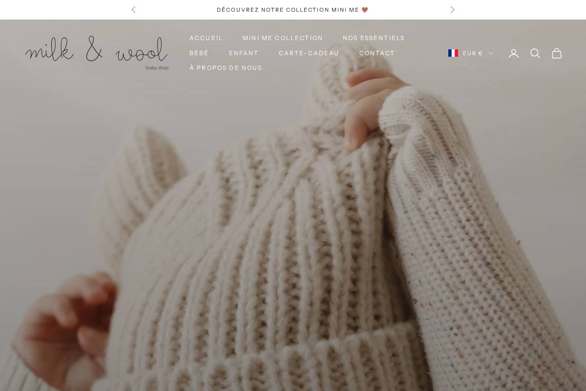 Milkandwool homepage screenshot