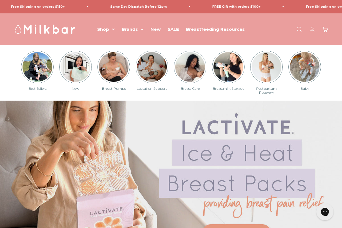 Milkbar Breastpumps homepage screenshot