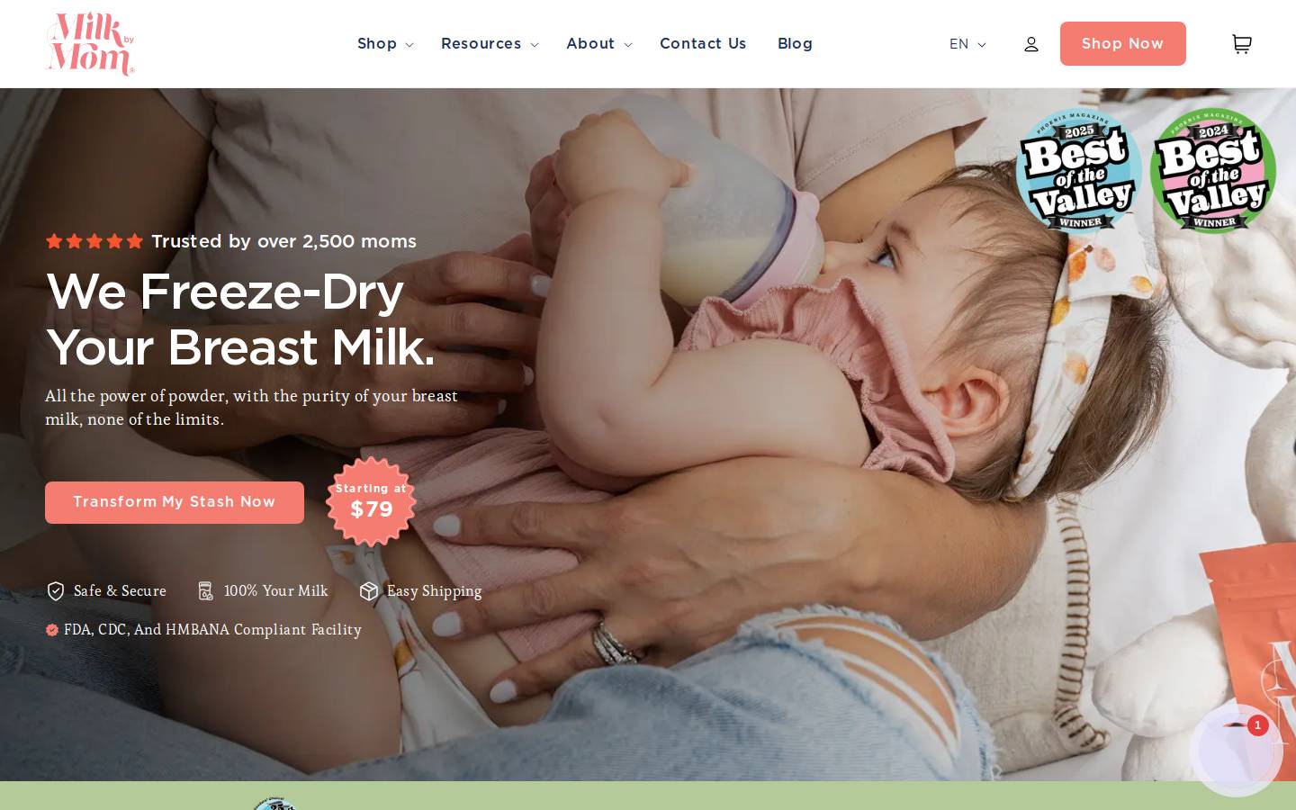 milkbymom.com homepage screenshot